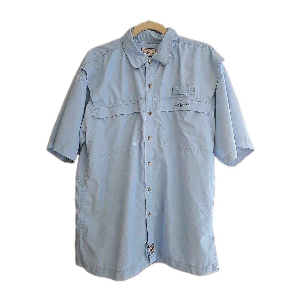 Hook & Tackle Blue‎ Vented Outdoor Fishing Button Down Shirt Men's Size Medium